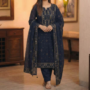 elegant black embroidered 3 picec