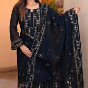 elegant black embroidered 3 picec