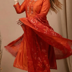 vibrant orange premium cotton 3 piece