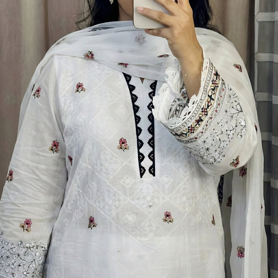 ultra stylish white embroidered three picec ultra stylish white embroidered three picec