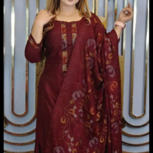 luxurious, elegant look maroon colored 3 piece